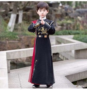 Boys chinese ancient dragon hanfu Han Tang Prince Emperor Clothes for Kids Swordsman film drama dress up robe performance costumes